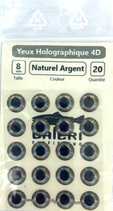 Yeux epoxy 4D Naturel Argent