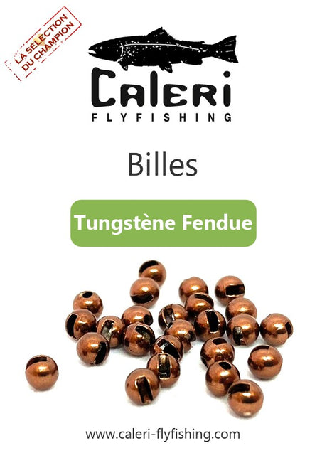 Billes tungstène fendues pour montage de mouche en hameçon JIG