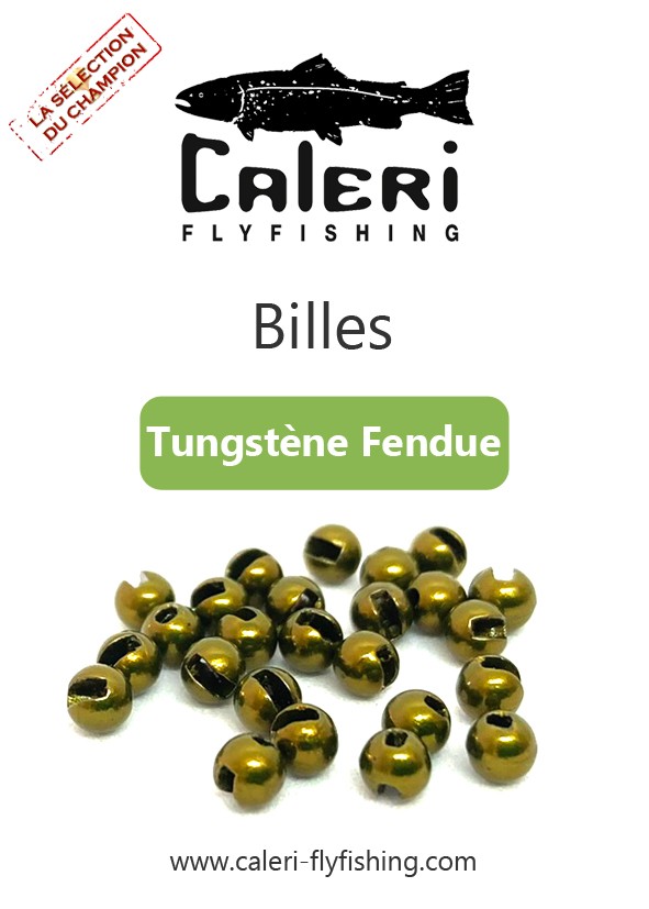 Billes tungstène fendues pour montage de mouche en hameçon JIG