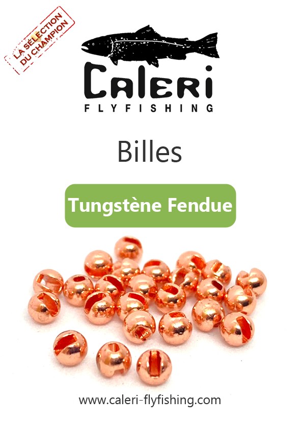Billes tungstène fendues pour montage de mouche en hameçon JIG