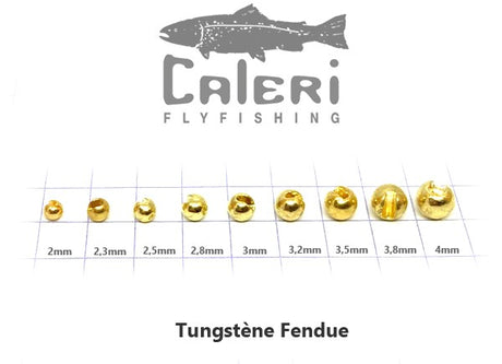 Billes tungstène fendues pour montage de mouche en hameçon JIG